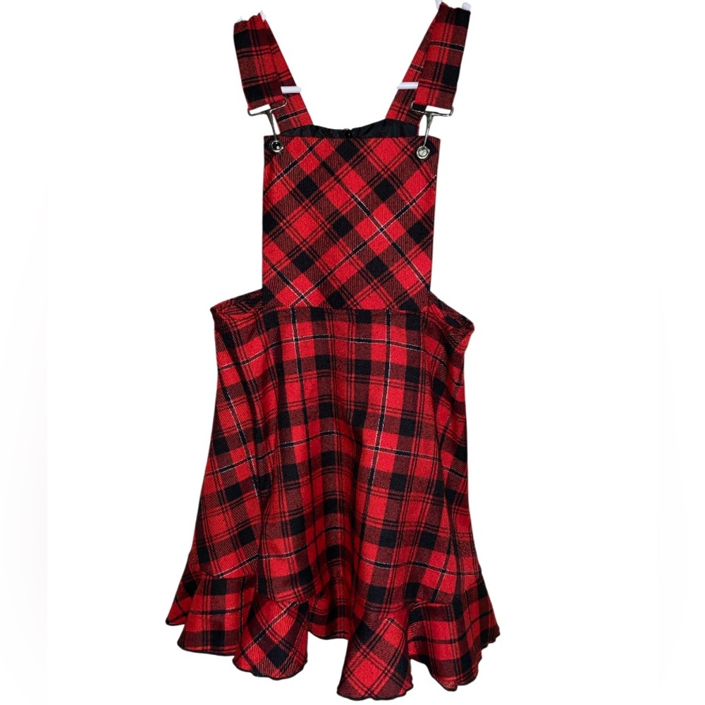Bonnie Jean • Red Plaid • Overall • Dress